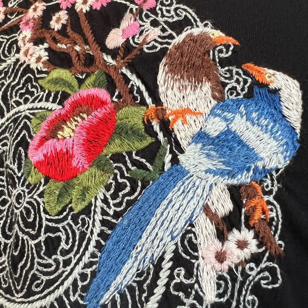 JOHNNY WAS LA Osaka knit embroidered shirt dress size Large - Picture 12 of 13